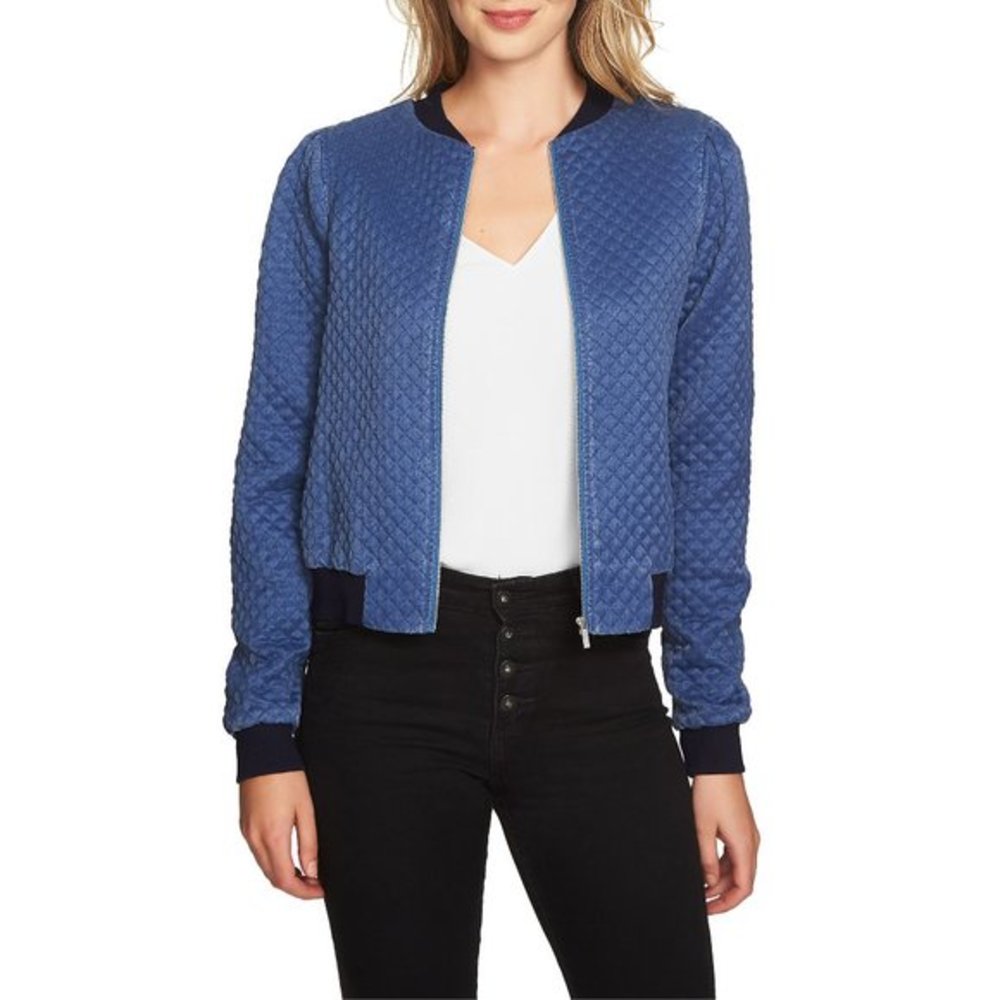 NWT Nordstrom 1.STATE Blue Quilted Bomber Jacket